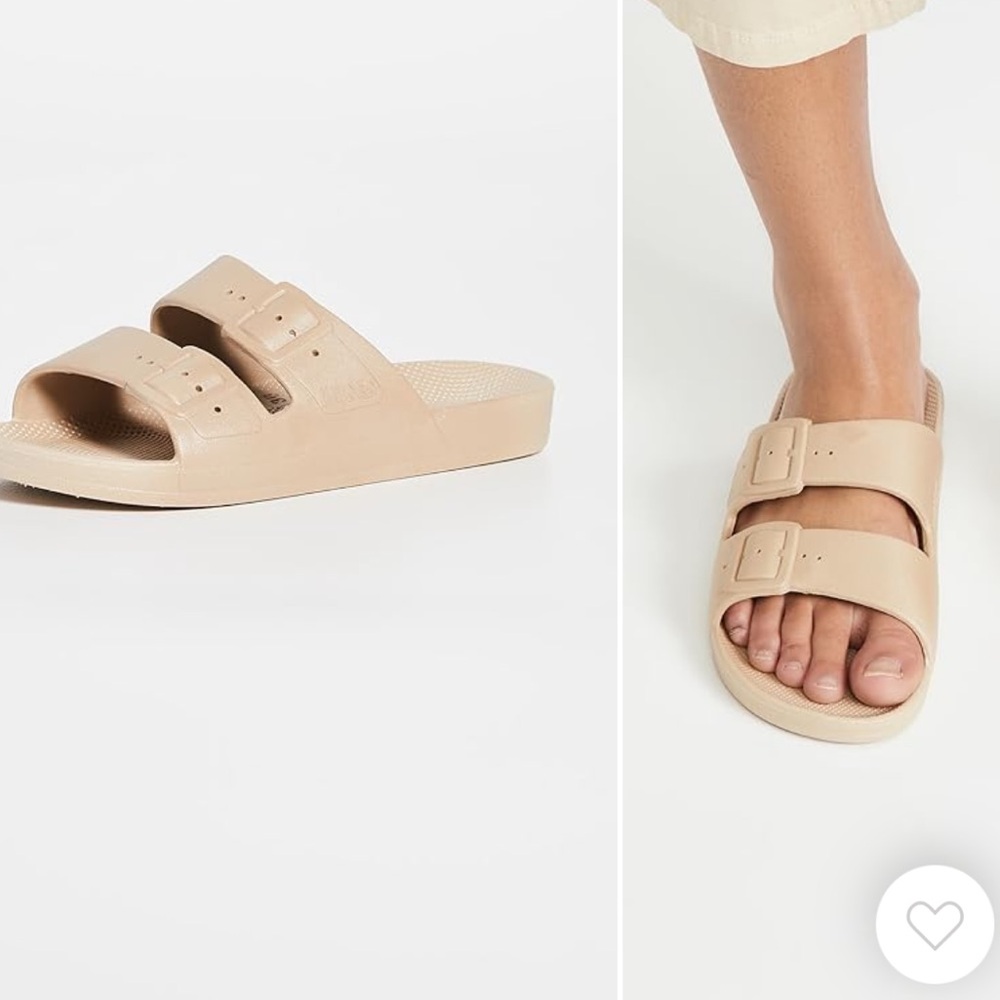 Freedom Moses nude two band pool slide sandals size 9/10